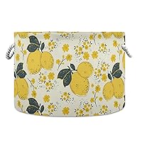 ALAZA Yellow Lemon & Flowers Storage Basket Gift Baskets Large Collapsible Laundry Hamper with Handle, 20x20x14 in