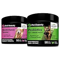PetHonesty Senior 10 in 1 Dog Multivitamin + Digestive Probiotics for Dogs Soft Chew Supplement Bundle - Dog Vitamins, Glucosamine, Probiotics, Seasonal Allergies, Omega 3, Digestive Enzyme for Dog