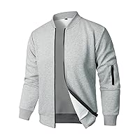 HOOD CREW Mens Lightweight Cotton Jackets Sportswear Casual Varsity Bomber Jackets Zip Up Jacket Coat