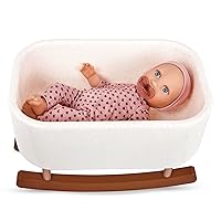 LullaBaby – Rocking Cradle Accessory – 14-inch Realistic Baby Doll – Fair Skin Tone & Gray Eyes – Pretend Play – Toys For Kids Ages 2 & Up – Baby Doll & Rocking Bassinet Set