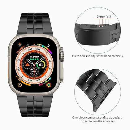 iiteeology Compatible with Apple Watch Band 49mm 45mm 44mm 42mm 41mm 40mm 38mm, Titanium Strap for Men with Double Button Clasp for iWatch Ultra SE Series 8 7 6 5 4 3 2 1
