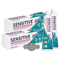 Natural White Extreme Sensitive Fluoride Anti-Cavity Whitening Toothpaste, 3.4 oz | Whitening Toothpaste Sensitive Teeth | Sensitive Teeth Relief (Pack of 2) + MB Sticker.