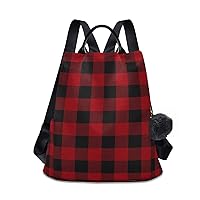 ALAZA Red Black Buffalo Lattice Plaid Backpack Purse for Women Anti Theft Fashion Back Pack Shoulder Bag