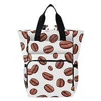 Brown Colored Coffee Bean Simple Diaper Bag Backpack for Baby Boy Girl Large Capacity Baby Changing Totes with Three Pockets Multifunction Diaper Bag Tote for Playing Shopping