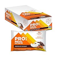 PROBAR - Meal Bar, Chocolate Coconut, Non-GMO, Gluten-Free, Healthy, Plant-Based Whole Food Ingredients, Natural Energy, 3 Ounce (Pack of 12)