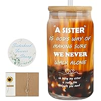 Sister Gifts From Sister, Brother - Best Birthday Gifts for Sister, Funny Unique Birthday Presents for Big Sister, Little Sister, Sister In Law, Sibling, Bestie, Women - 16 Oz Coffee Can Glass