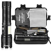PHIXTON Flashlights Rechargeable LED High Lumens, Powerful 900,000 Lumen Flashlight, High Power Heavy Duty Red & White Flash Lights, Double Source, for Men Gift Emergency Hiking Work