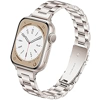 Slim Metal Band Compatible with Apple Watch Bands for Women 44mm 45mm 42mm 49mm, Premium Stainless Steel iWatch Bands for Apple Watch Band Series 9 SE Series 8 7 6 5 4 3 2 1 Ultra 2, Starlight