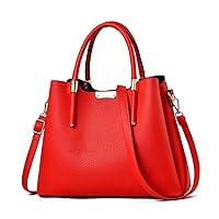 Luxury Handbag Leather Crossbody Bag for Women Large Capacity Shoulder Bag (Color: Red, Size: 33x14x25cm)