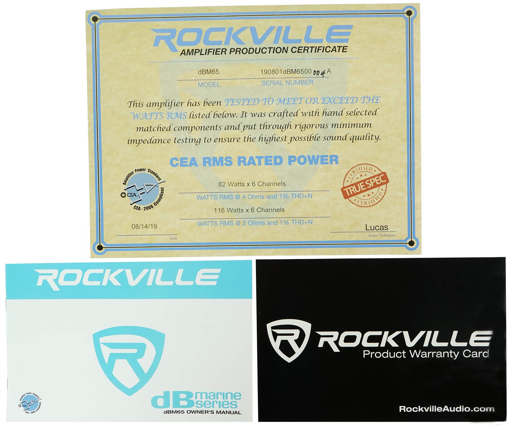 Rockville DBM65 6-Channel 2600w Peak/660w RMS CEA Rated Marine/Boat Amplifier
