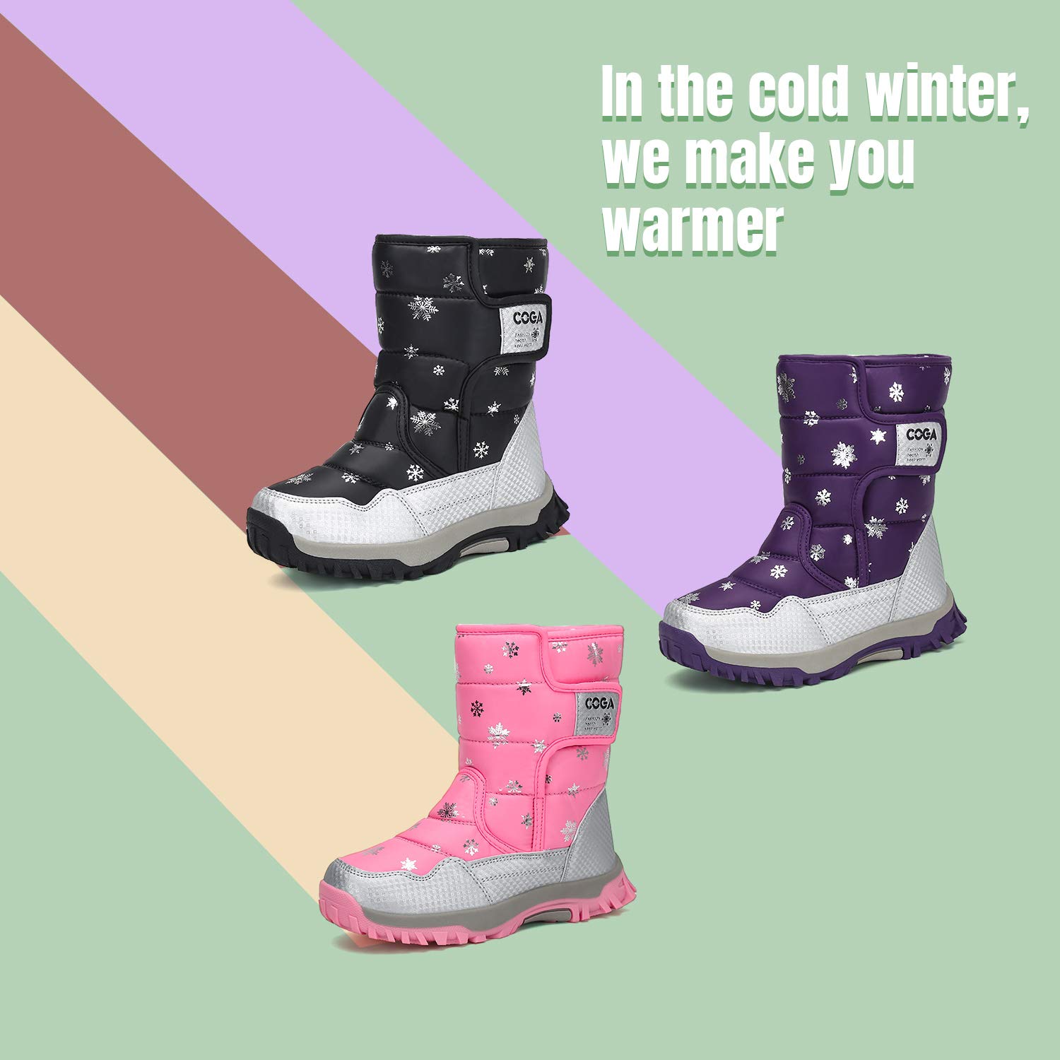 Mishansha Girls Boys Toddler/Little Kid/Big Kid Winter Snow Boots Warm Waterproof Anti-Slip Anti-Collision Hight-Cut for Outdoor Skiing