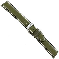 20mm Milano Elite Olive Green Genuine Leather Stitched Men's Watch Band