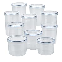 Easy Essentials Food Storage Bin Set/Airtight Container Lids/BPA-Free/Dishwasher Safe, 20 Piece, Clear