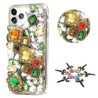 STENES Sparkle Case Compatible with Samsung Galaxy A01 - Stylish - 3D Handmade Bling Square Crystal Rhinestone Crystal Diamond Design Cover Case - Champagne