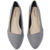 Ataiwee Women's Wide Width Flat Shoes, Classic Dressy Pointed Suede Cozy Slip on Soft Ballet Flats.
