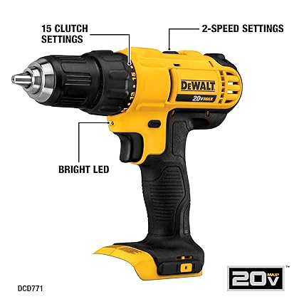 DEWALT 20V MAX* Cordless Drill Combo Kit , 7-Tool (DCK771D1M1)