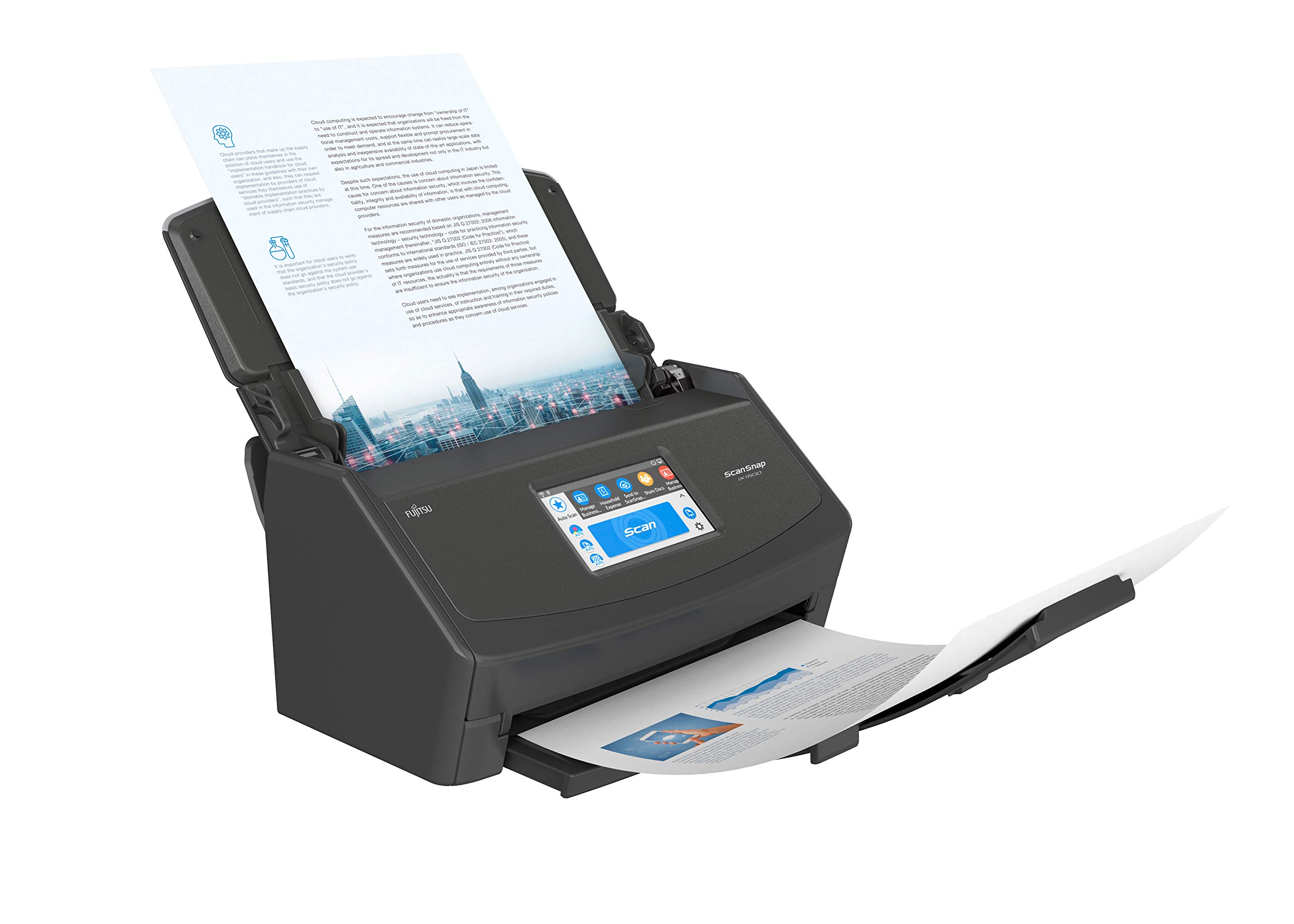 Fujitsu ScanSnap iX1500 Color Duplex Document Scanner with Touch Screen for Mac and PC (Black Model, 2020 Release)