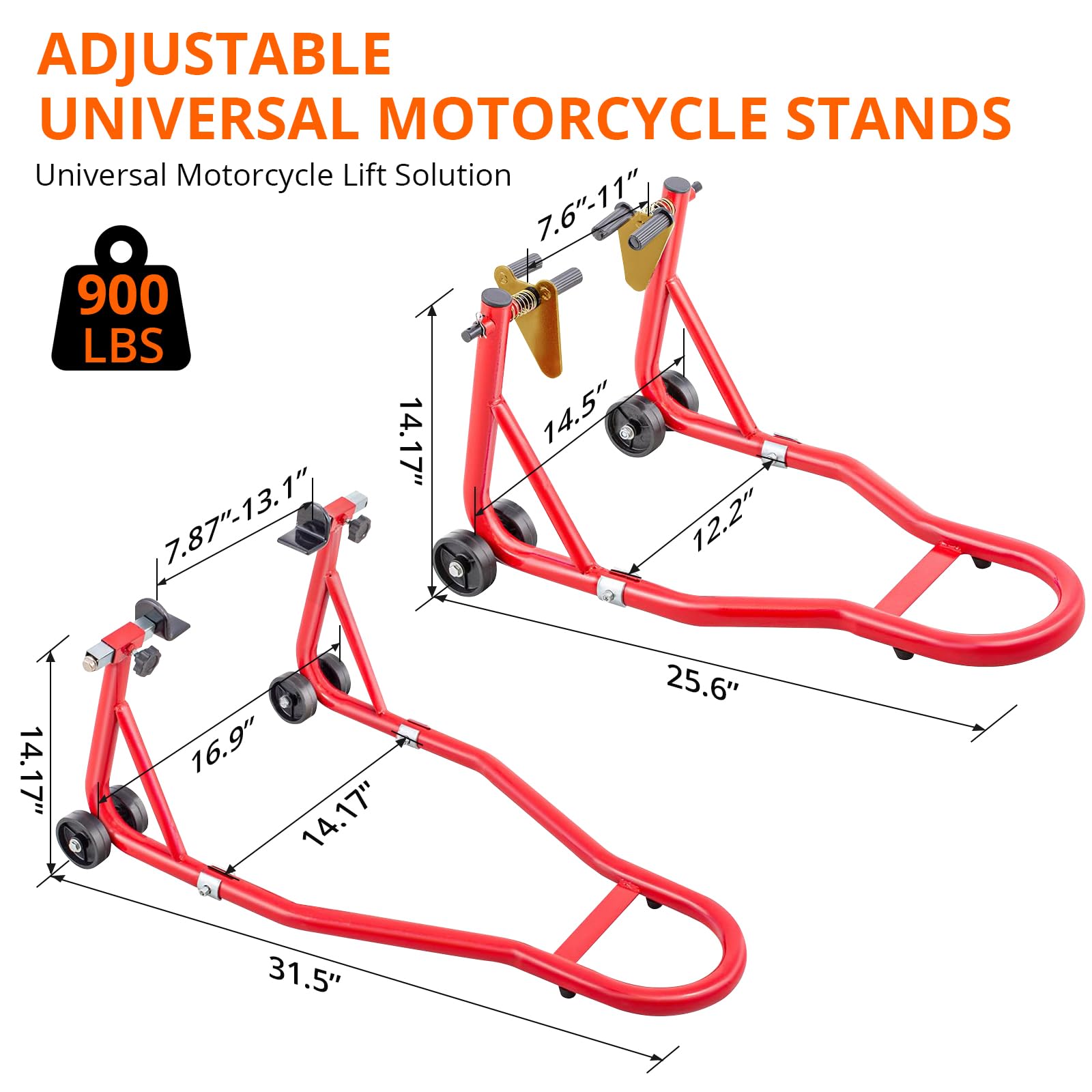 CHEINAUTO Motorcycle Stand Lift - 900lbs Front & Rear Combo Universal Motorcycle Stands | Compatible With Most Yamaha Honda Kawasaki Suzuki BMW Motorcycles