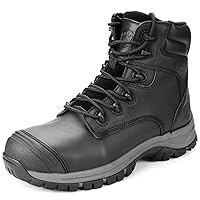 OUXX Work Boots for Men, YKK Zipper Steel Toe Shoes, Waterproof, Non-Slip, Puncture-Proof(OX2720)