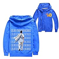 Boys Lionel Messi Coat Cotton Long Sleeve Jacket-Graphic Zipper Hooded Sweatshirts Casual Lightweight Tops for Teens