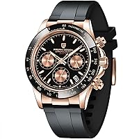 Pagani Design Classic Multifunction Chronograph Watch for Men All Stainless Steel Japan VK63 Quartz Movement Tester Luxury Business Watch 100 Metres Water Resistant, Pd1664-Black, Strap.