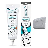 PentaUSA Tile Grout - Grout Filler Repairs Renews Tube, Fast Drying Grout Repair Kit, Odorless Grout Paint, Advanced Formula - Restore and Renew Grout Line (13.4 Oz - 380 Gr) (Grey, 13.4 Oz)