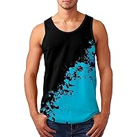 Muscle Tank Tops for Men Summer Tie Dye Sleeveless Crew Neck Sports Gym Blouses Outdoor Workout Fitness Shirts