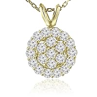 1.00 Ct Ladies Round Cut Diamond Pendant/Necklace in 14 kt Yellow Gold