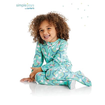 Simple Joys by Carter's Toddlers and Baby Girls' Loose-Fit Polyester Jersey Footed Pajamas, Pack of 3
