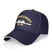 USS Vincennes CG-49 Unisex Baseball Cap Adjustable Snapback Hats Dad Hat Trucker Hat Sandwich Cap Navy Blue
