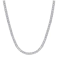 Savlano 18K Gold Plated Cubic Zirconia Round 4MM Classic Tennis 18 Inches Chain Necklace For Women, Girls & Men Comes With a Gift Box