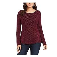 Style & Company Womens Textured Knitted Knitted Long Sleeve Jewel Neck T-Shirt
