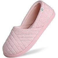LongBay Women’s Cotton Jersey Slippers Comfy Breathable Memory Foam House Shoes