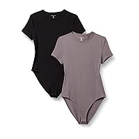Women's Stretch Cotton Jersey Slim-Fit T-Shirt Bodysuit, Pack of 2