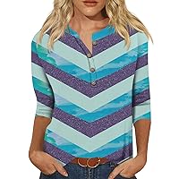 Blouses & Button-Down Shirts,Women Casual Cute Print Graphic Tees 3/4 Sleeve Crewneck Blouses Plus Size Basic Tops