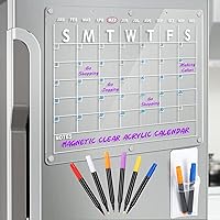 Acrylic Magnetic Dry Erase Board Calendar for Fridge, 16.5