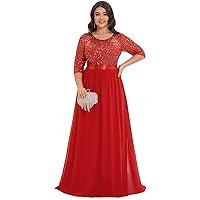 Plus Size Women's Round Neck Sequin Maxi Dresses Long Evening Dress 0683-PZ