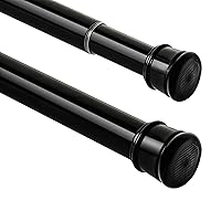 2 Pack Window Treatment Hardware Spring Tension Curtain Rod Pole Black Adjustable Room Divider for Bathroom Closet Stall Windows 56 to 104 inch, No Drilling, Black