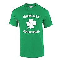 Funny St Patricks Day Magically Delicious Graphic Holiday Short Sleeve T-shirt-6Xl Irish Green