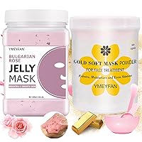 Jelly Mask for Facials Professional - Upgrade 24K Gold & Bulgarian Rose Peel Off Face Masks Skincare for Brighten Smooth Anti-Aging, Hydrating Hydrojelly Facial Mask for Spa Day(17.6oz/Jar)