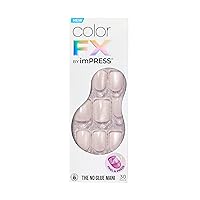 KISS imPRESS No Glue Mani Press-On Nails, Color FX, Rebel', Light White, Short Size, Squoval Shape, Includes 30 Nails, Prep Pad, Instructions Sheet, 1 Manicure Stick, 1 Mini File