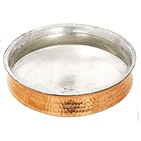 Indian Art Villa Copper Hammered Lagan Handi Chaffing Dish Pan With Tin Lining, Cookware & Serveware, Capacity -11 Liter, Hyderabadi Dum Biryani Rice and Veg/Nonveg