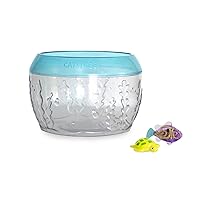 Catstages Meow-smerizing Fish Bowl Cat Toy with Two Water Toys, Electronic Swimming Fish and Floating Turtle Toy Included, Blue
