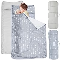 2 Pack Toddler Nap Mat with Removable Pillow and Fleece Minky Blanket, Lightweight Extra Large Kids Sleeping Bag for Preschool, Daycare, Portable Travel Camping Nap mats Machine Wash
