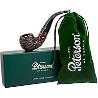 Peterson Pipes Aran Tobacco Pipe - Mediterranean Briar Pipe, Handmade Wood Irish Tobacco Pipe, Unique Small Pipe Hand Crafted in Ireland, Bent Apple, No Filter, Fishtail, Rusticated, 03
