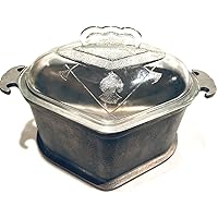 Vintage Guardian Services Hammered Aluminum Triangle Roaster Casserole Pot With Glass Lid