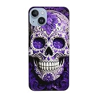 Purple Floser and Sugar Horror Skull Print for iPhone 14 Case Drop-Proof Protection 6.1 in for iPhone 14, 6.7in for iPhone 14 Plus