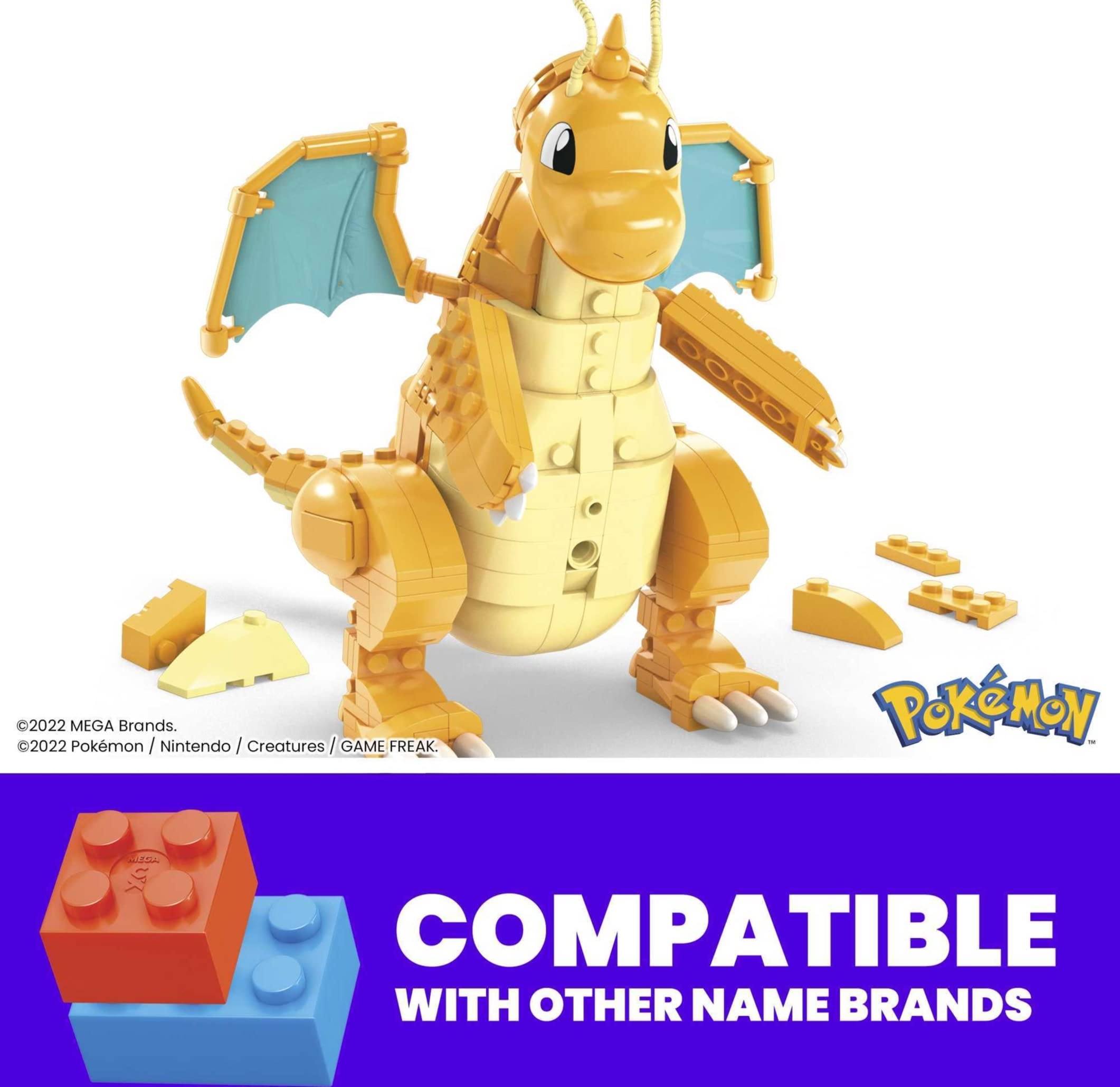 MEGA Pokémon Action Figure Building Toys For Kids, Dragonite With 388 Pieces And Wing Flapping Motion, Age 9+ Years Old Gift Idea