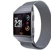 Aiiko Compatible with fitbit Ionic Bands, Metal Stainless Steel Large Size Strap,Comfortable Adjustable Closure Wrist Sport Band Replacement for fitbit Ionic Smart Watch