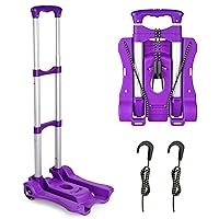 Folding Hand Truck, Heavy Duty Luggage Cart, Utility Dolly Platform Cart with 4 Wheels and 2 Elastic Ropes for Luggage, Travel, Moving, Shopping, Office Use (110LB, Purple)